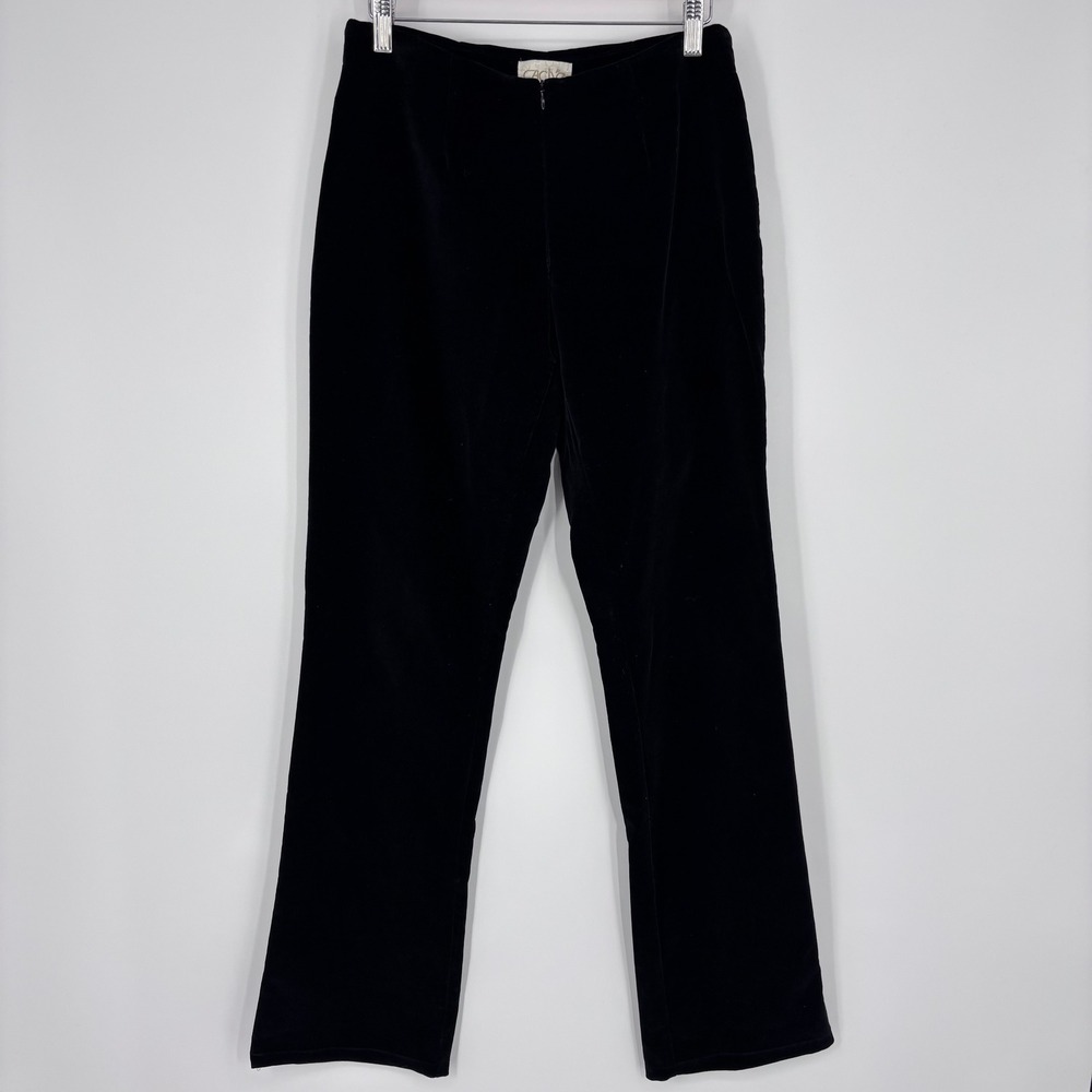Vintage Cache Velvet Trousers Womens 8 Black Straight Leg 90s Indie Evening